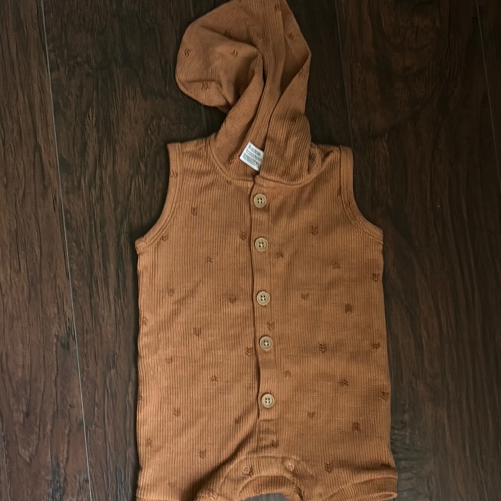 Brown Hooded Kids Bodysuit
